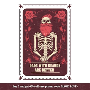 Les papas avec des barbes sont meilleurs Tarot carte Png Svg, conception de sublimation drôle de crâne de squelette, tasse gothique de T-shirt PNG, téléchargement numérique