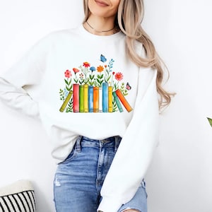 Custom Bookshelf Floral Png, Personalized Book Png, Bookworm Readers, Bookish Png, Librarian Teacher, Floral Book Png, Stack Book Wildflower