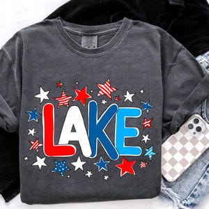Lake Life 4th Png, Lake Summer Vibes Png, Bandiera americana patriottica USA, Lago del 4 luglio 4th Png Lake