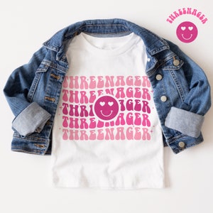 In my Threenager Era SVG-bundel, 3e verjaardag shirt Svg, derde verjaardag png, Threenager Groovy Designs, Retro Three T-shirt, digitale download
