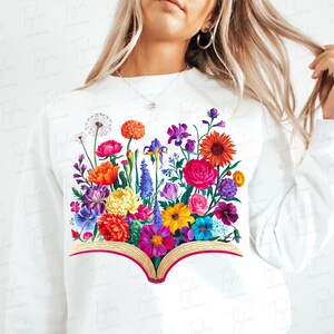 Floral Book Png, Book Lover Png, Book Sublimation Design, Digital Download Png, Wild Flowers Books PNG, Teacher Gift, Bookish Png