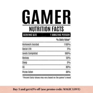 Gamer Svg, Funny Gamer Png, valeur nutritive Gamer Design, Svg drôle, sarcastique Gamer Mug Png Cricut Cut en téléchargement numérique