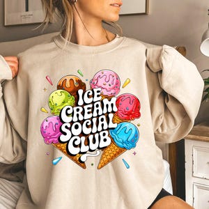 Ice Cream Social Club PNG, Cute Summer Shirt Design, Pastel Rainbow Ice Cream Png Sublimation Download