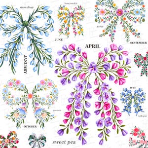 79 fleurs mois de naissance Png, coquette noeud Png, noeud fleur de naissance bricolage, graphique floral, floral png, noeud de printemps png été