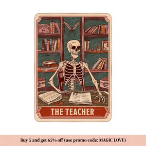 Die Lehrer-Tarot-Karte-Svg Png, Skelett-Sublimationsdesign, lustige Hexenlehre-Schädel-Tarot-T-Shirt Becher PNG, Lehrer-digitaler Download
