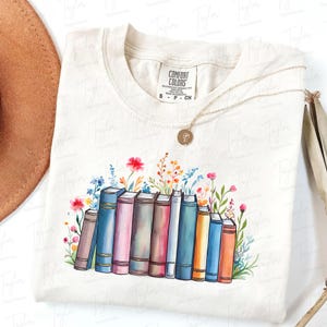 Custom Bookshelf Floral Png, Personalized Book Png, Bookworm Readers, Bookish Png, Librarian Teacher, Floral Book Png, Stack Book Wildflower
