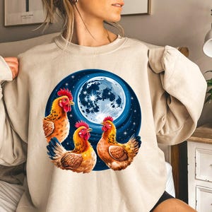 Mond Huhn Png, himmlische Huhn Png, Huhn Sublimation Png, lustiger Huhn Liebhaber Png, Mondlicht Huhn Bogen, Huhn Design