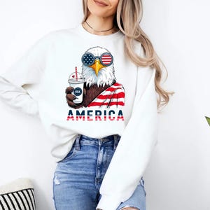4th of July Png, USA Patriotic Png, Eagle 4th of July Sublimation, America Png, Freedom, American Flag & Eagle Png, Iced Coffee