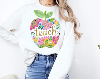 Teach PNG Sublimation, Teacher Png Design, Teacher Gift Png, Apple Teach Shirt Design, Teacher Appreciation