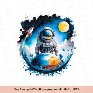 Astronaut Png, Bunter Weltraum Png, Bunter Planet Png, Sublimationsdesign, T-Shirt-Design, Sweatshirt Png, Tasse Png, digitaler Download Png