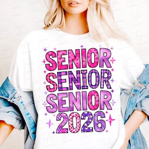 Roze senior coquette 2026 png, klasse van 2026 png, girly senior png, afstuderen png, shirt senior 2026 png, afstuderen 2026