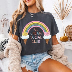 Ice Cream Social Club PNG, Cute Summer Shirt Design, Pastel Rainbow Ice Cream Png Sublimation Download