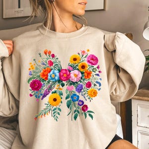 Noeud de coquette de fleurs sauvages Png, Noeud de fleurs sublimation, Png chemise coquette, Floral Png, Noeud de printemps Png été
