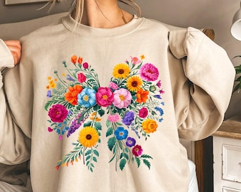 Wildflower Coquette Bow Png, Flower Bow Sublimation Design, Coquette Shirt Png, Floral Png, Spring Bow Png Summer