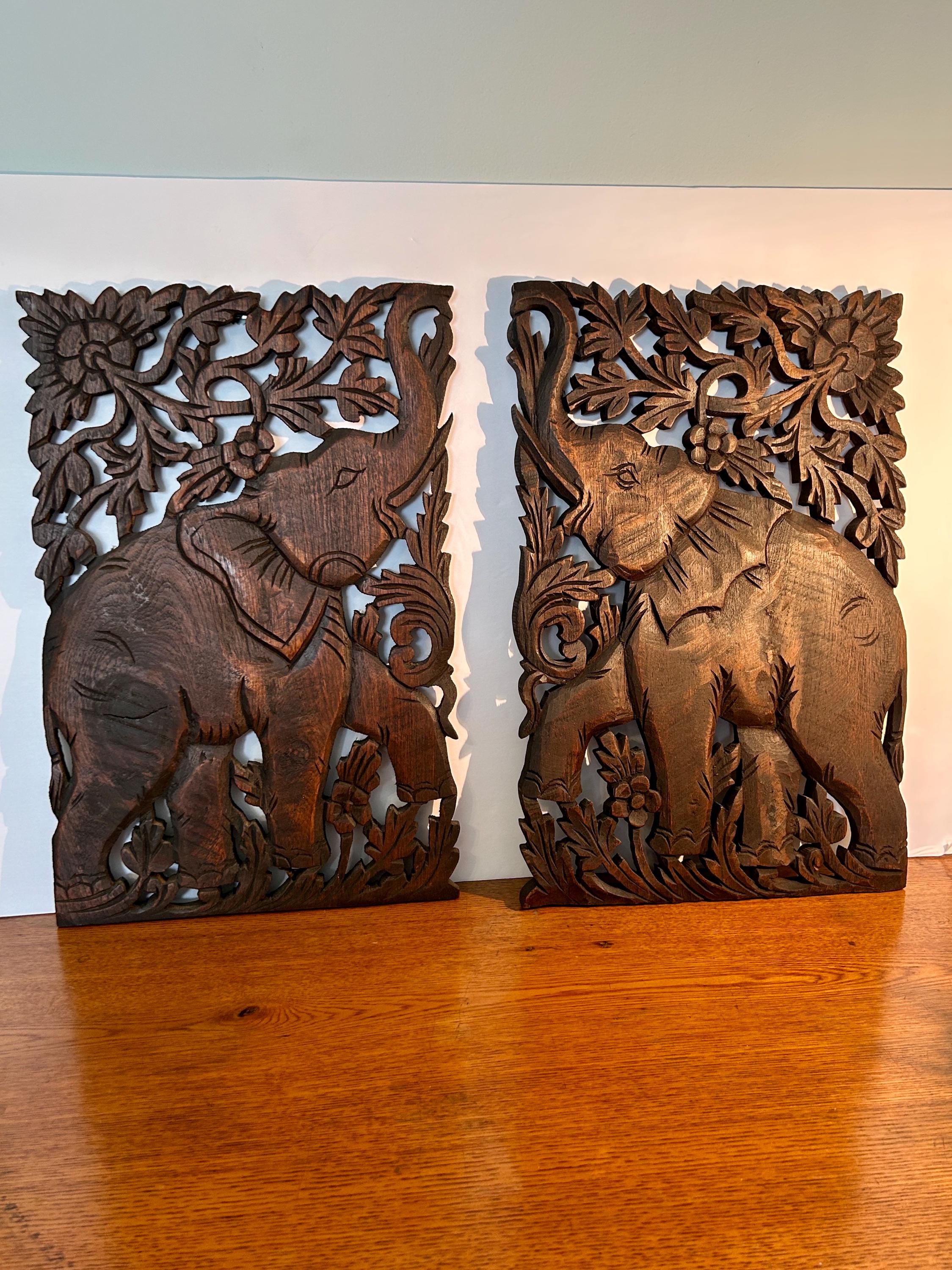 Vintage Hand Carved Teak Wood Elephant - Etsy Vintage Hand Carved Teak Wood Elephant - Etsy
