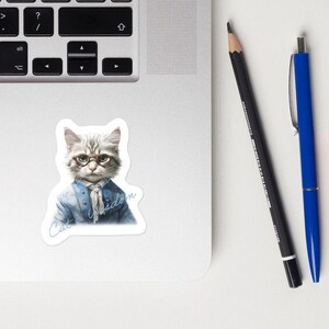 Katzenaufkleber | Kätzchen Aufkleber | Pastellzeichnung | Katze Geschenk | Ministicker | Tierliebhaber | lustige Katzen | Blasenfreie Aufkleber