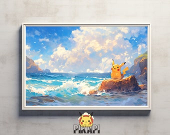 Pikachu with The Starry Night Van Gogh Inspired - Perfect Gift for