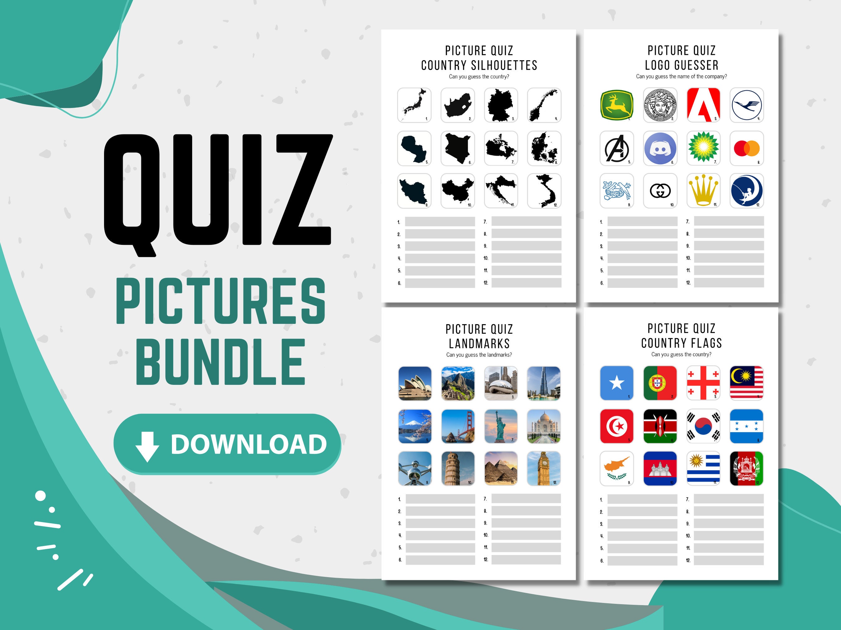 Printable picture quiz pub quiz picture round trivia quiz general