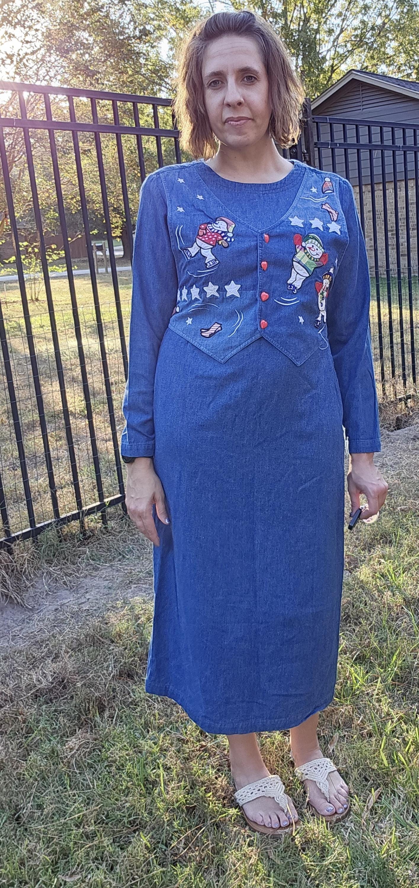 Christmas Dress Ugly Denim Dress Qwertyu Women Ugly Christmas Dress Santa Snowflake Print 1950s A Line Christmas Dress Ugly Denim Dress Qwertyu Women Ugly Christmas Dress Santa Snowflake Print 1950s A Line