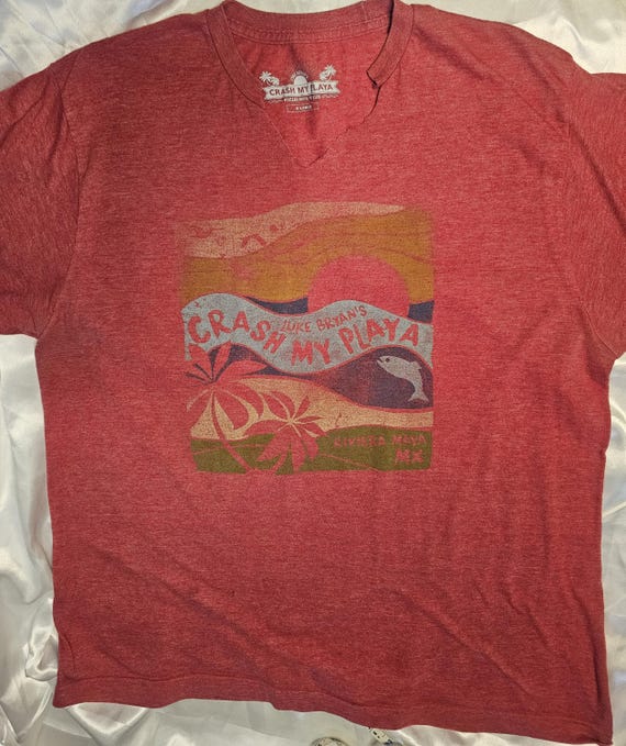 Luke Bryan crash my playa red tshirt xl mexico party country music