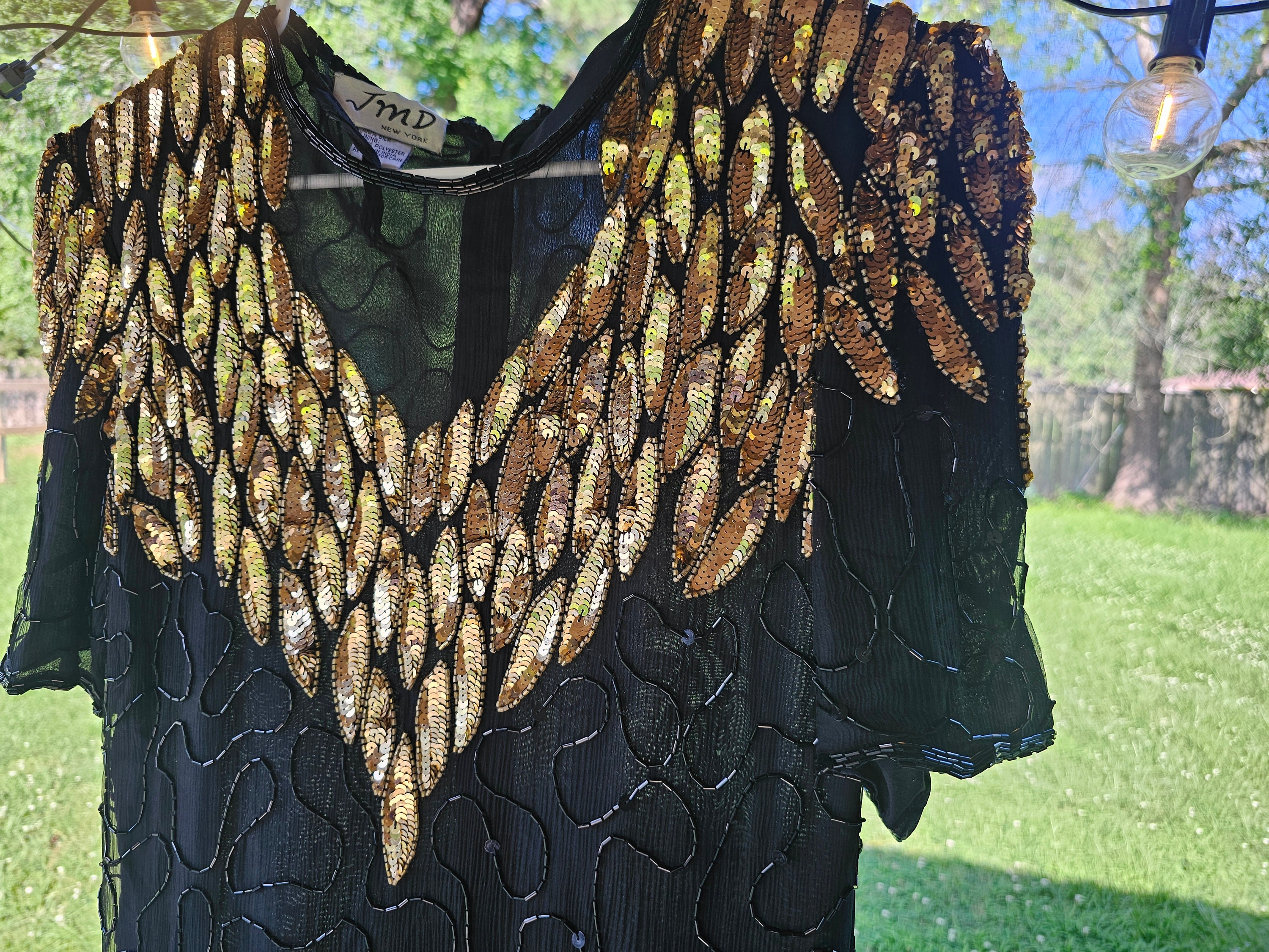 jmd new york beaded dress Beaded Cape Sleeve Slit Gown by Ladivine CD0239  ABC Fashion