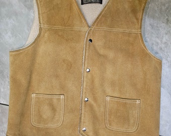 Mens western SEARS the leather shop sleeveless lined vest M sherpa