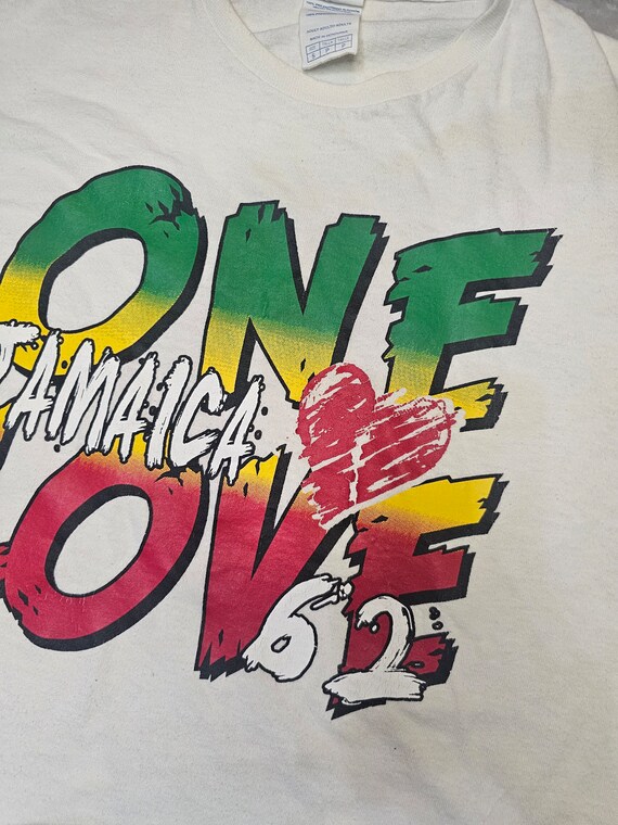 Jamaica one love y2k vintage S/S yellow green Sm … - image 7
