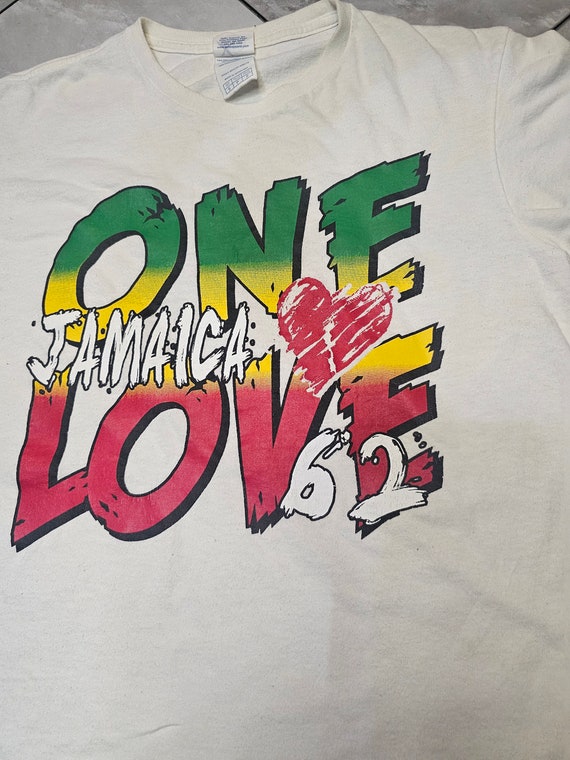 Jamaica one love y2k vintage S/S yellow green Sm … - image 2