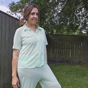 S/ M Henson mint green nylon pajamas
