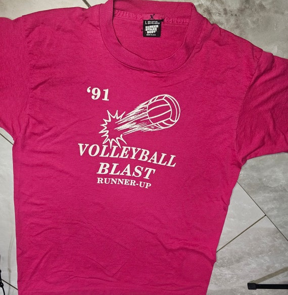 Vintage tshirts 1991 pink tourney volleyball retro