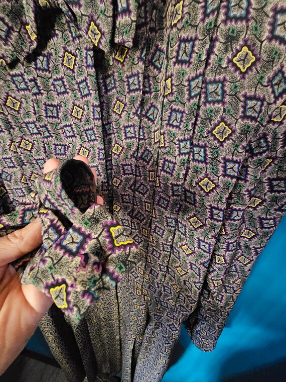 Albert Nipon pleated 100% silk geometric gray vin… - image 7