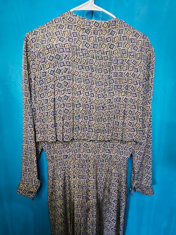 Albert Nipon pleated 100% silk geometric gray vin… - image 10