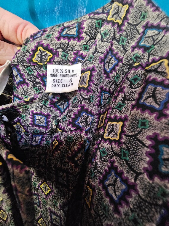 Albert Nipon pleated 100% silk geometric gray vin… - image 4