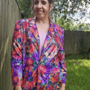 XL Palm Club loud 80s blazer floral bright shiny