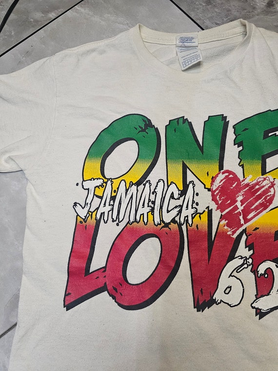 Jamaica one love y2k vintage S/S yellow green Sm … - image 3