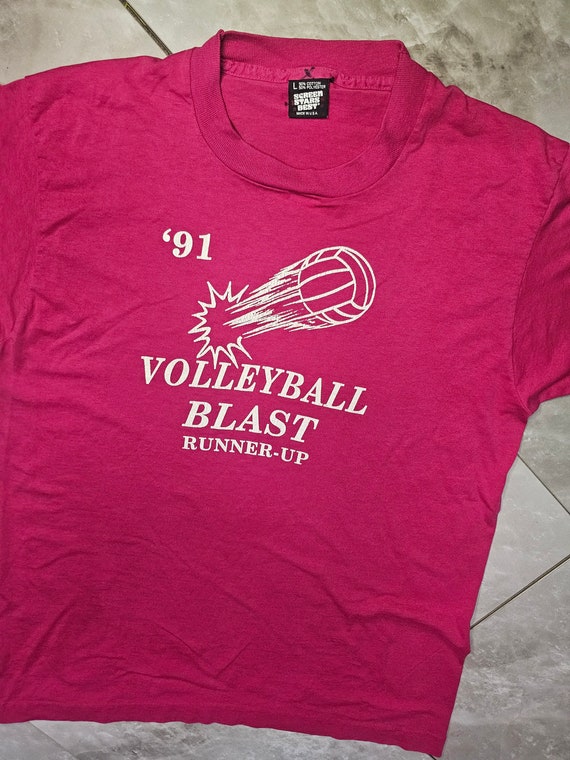 Vintage tshirts 1991 pink tourney volleyball retr… - image 2