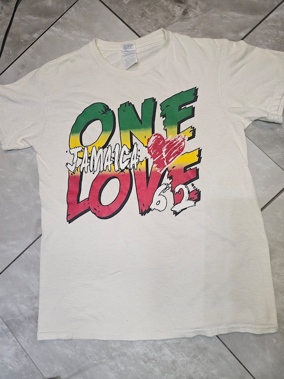 Jamaica one love y2k vintage S/S yellow green Sm … - image 1