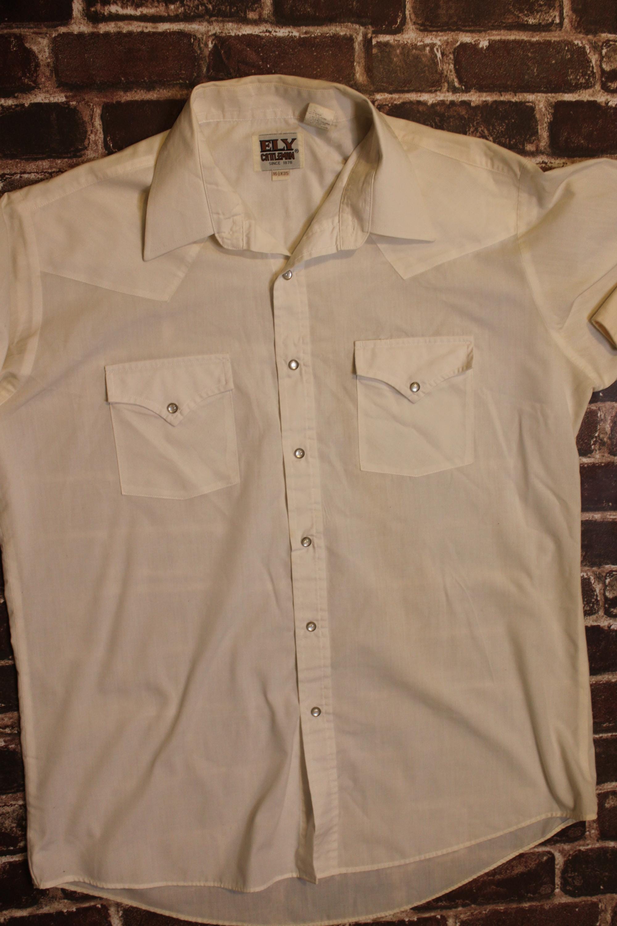 Vntage Western Shrt Ely Plans Pearl Snaps Shrt La… - Gem