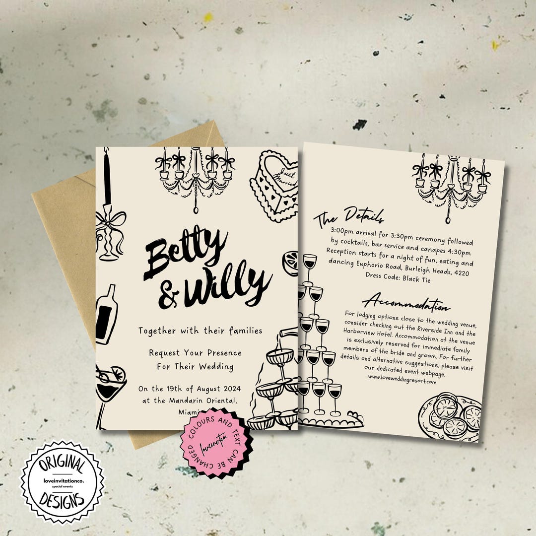 Editable Wedding Invitation Template, Printable Invitation Suite ...