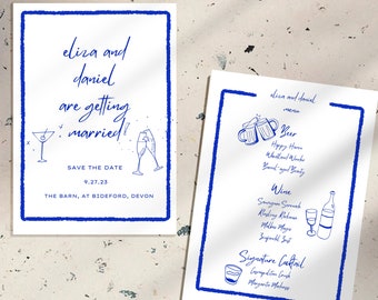 Printable Scribble Illustrated Wedding Invitation Hand Drawn Wedding Invite Diy wedding invite Handwritten Wedding Itinerary Template