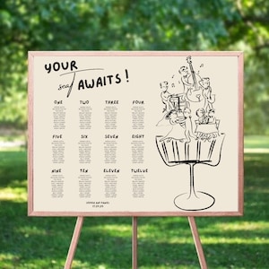 Wedding Seating Chart Template Fun Hand Drawn Bride And Groom Illustration Seating Plan Handwritten Reception Sign Wedding Table Plan 8b
