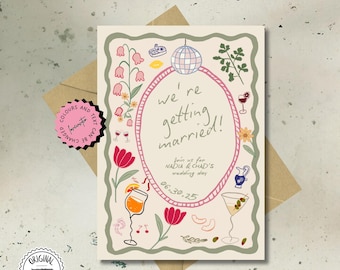 Editable Floral Wedding Invitation Template, Printable Invitation Suite, Unique Invite, Digital Boho Invitation, Whimsical Invitations 05