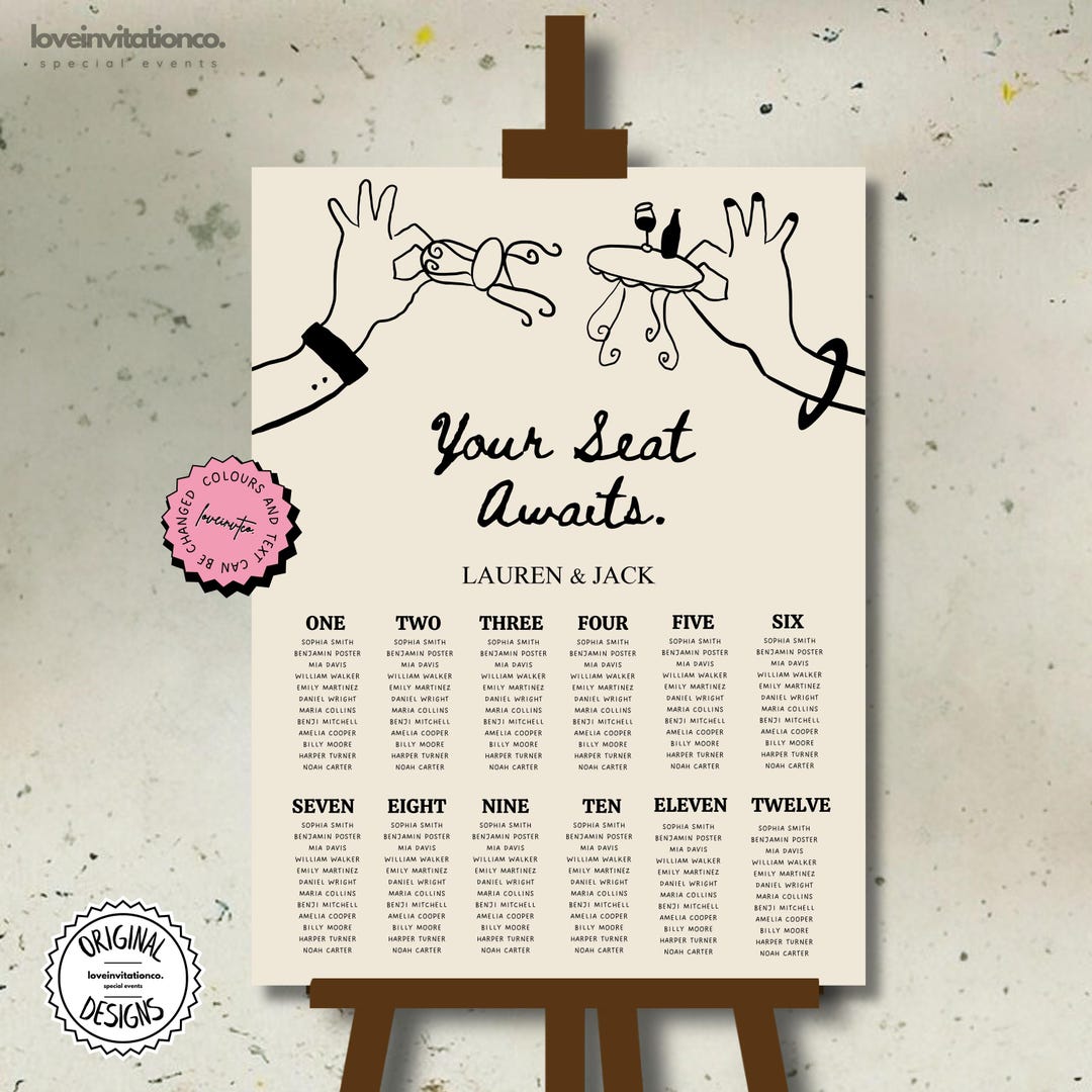Seating Chart Confirmation Printable Seating Chart Template Hand Drawn Wedding Seating Plan ...