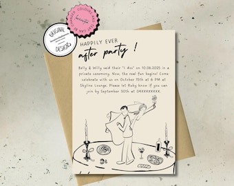 Printable Happily Ever After Party Invitation Template , Editable Invitation Reception Party Invite Wedding Elopement Invite Announcement 4c