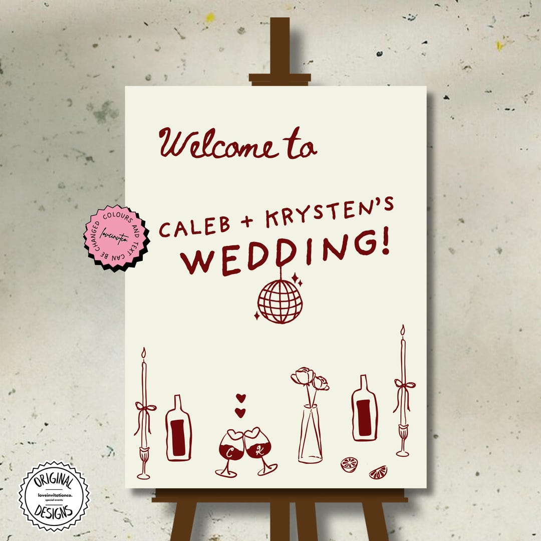 Hand Drawn Printable Wedding Welcome Sign Template Editable Welcome ...
