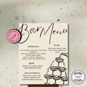 Signature Drinks Sign Template Personalized Hand Drawn Drink Sign Editable Wedding Cocktail Menu Drinks Custom Cocktails Bar Sign 7k