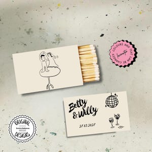Matchbox Favor Template Hand Drawn Couple Wedding Matches Custom Gift For Guests Wedding Gift Unique Match Box PersonalizeMatches Wedding 4c