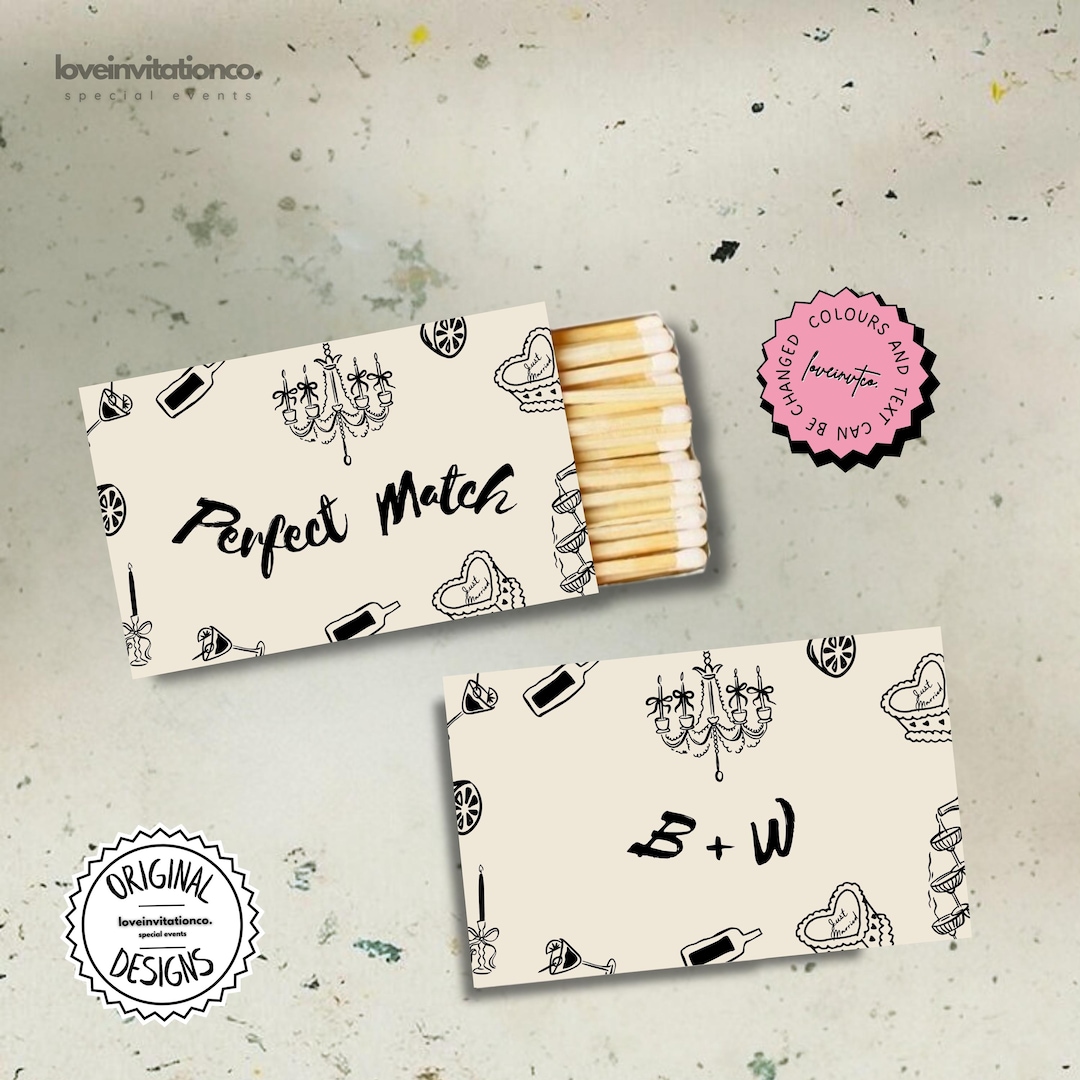 Printable Matchbox Favor Template Hand Drawn Matchbox Favor Gift for ...