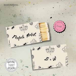 Printable Matchbox Favor Template Hand Drawn Matchbox Favor Gift For Guests Wedding Gift Unique Match Box Personalized Matchbox Wedding 5m