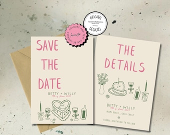 Save the Date Template Printable Save the Dates Editable Wedding Invitation,Unique Invite Wedding Save the Date Whimsical Digital Invite